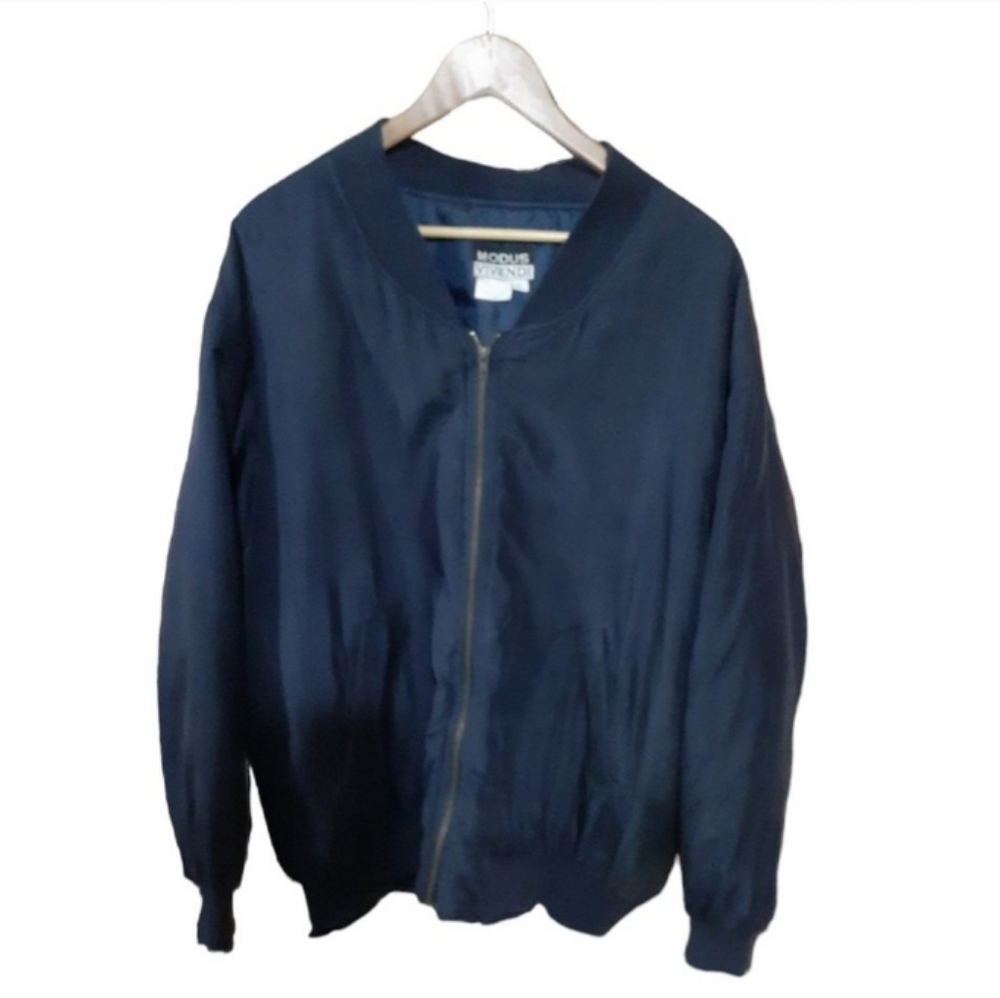 Modus Vivendi Blue Silk Bomber Jacket